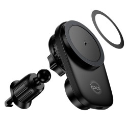 Держатель в автомобиль в воздуховод c беспроводной зарядкой Hoco HW36 15W черный