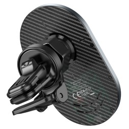 Держатель c беспроводной зарядкой в воздуховод Hoco CA91 (MagSafe) 15W магнитный черный