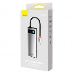 USB-C хаб Baseus Metal Gleam 7в1 2USB/HDMI/USB-C/MicroSD/TF (WKWG020113) серый