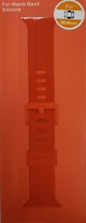  Сменный браслет силиконовый для Apple Watch 38mm с застежкой в коробке оранжевый