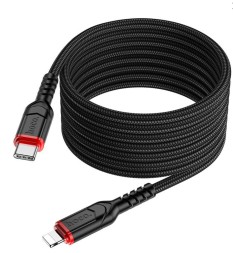 Usb Кабель-зарядка Type-C на Lightning Hoco X59 3A 60W 2м в тканевой оплетке черный