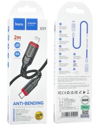 Usb Кабель-зарядка Type-C на Lightning Hoco X59 3A 60W 2м в тканевой оплетке черный