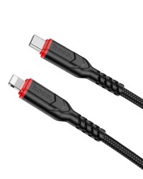 Usb Кабель-зарядка Type-C на Lightning Hoco X59 3A 60W 2м в тканевой оплетке черный
