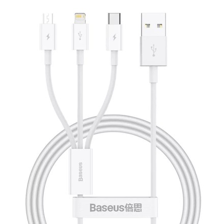  Кабель-зарядка Baseus Superior 3в1 i-Phone/Type-C/Micro 0.5м (P10320105221-01) 3.5A белый