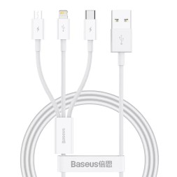 Кабель-зарядка Baseus Superior 3в1 i-Phone/Type-C/Micro 0.5м (P10320105221-01) 3.5A белый