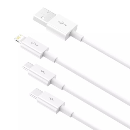  Кабель-зарядка Baseus Superior 3в1 i-Phone/Type-C/Micro 0.5м (P10320105221-01) 3.5A белый