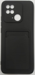 Накладка для Xiaomi Redmi 10C силиконовая с карманом для карт чёрная