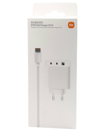  Сетевое зарядное устройство Xiaomi MI GaN 1USB/2C 67W с проводом TC-TC (A07ZMEU) в упаковке белое