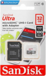 micro SDHC карта памяти SanDisk 32GB Class 10 U1 Ultra 100MB/s с адапт. (SDSQUNR-032G-GN3MA)