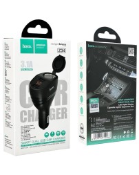 Автомобильное заряд. устр. Hoco Z34 + прикуриватель 2USB 3.1A дисплей черное