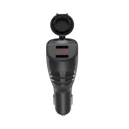  Автомобильное заряд. устр. Hoco Z34 + прикуриватель 2USB 3.1A дисплей черное