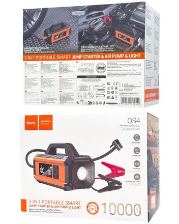  Пусковое устройство/насос/фонарик для авто Hoco QS4 10000mAh/800A черное