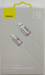 Usb Кабель-зарядка Lightning Baseus Crystal Shine 2.4A 2м (CAJY001204) розовый