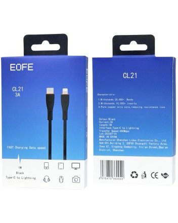  Usb Кабель-зарядка Type-C на Lightning EOFE CL21 3A 1м черный