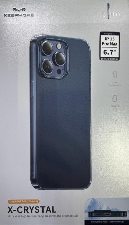  Накладка для i-Phone 15 Pro Max Keephone X-Crystal синий