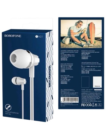  Наушники с микрофоном Borofone BM21 Graceful 1.2м белые