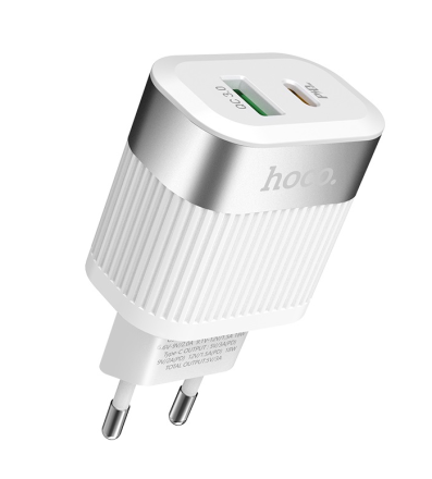  Сетевое зар. устр. Hoco C58A 1USB+1C QC3.0 3A белое