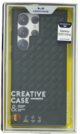  Накладка для Samsung Galaxy S23 Ultra Keephone Woven Leather case под кожу чёрная