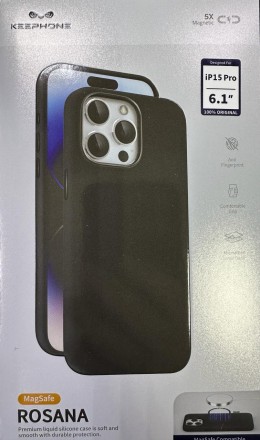  Накладка для i-Phone 15 Pro Keephone Rosana Magsafe черный