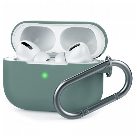  Силиконовый чехол для AirPods 3 c карабином зелёный
