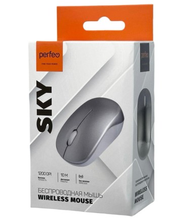  Мышь беспроводная Perfeo Sky USB/DPI 1200/3 кнопки/1AA серебристая