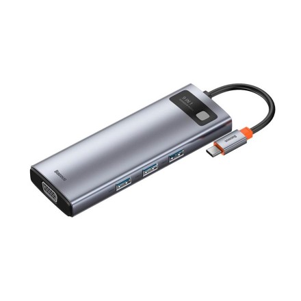  USB-C хаб Baseus Metal Gleam 9в1 3USB/HDMI/USB-C/MicroSD/TF/RJ45/VGA (CAHUB-CU0G) серый