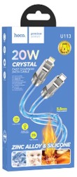 Usb Кабель-зарядка Type-C на Lightning Hoco U113 3A 20W 1м силиконовый синий