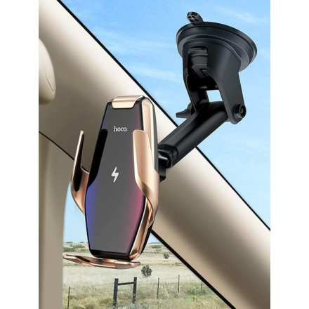  Держатель c беспроводной зарядкой на торпеду/воздуховод Hoco S14 15W золотой