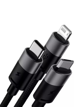  Кабель-зарядка Baseus StarSpeed 3в1 i-Phone/Type-C/Micro 0.6м (P10319900111-00) 3.5A чёрный