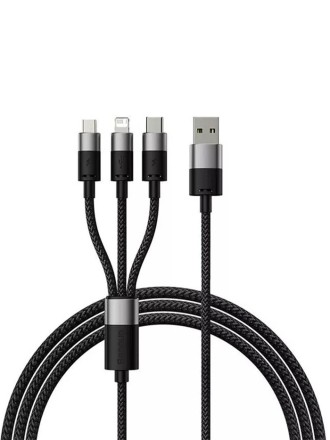  Кабель-зарядка Baseus StarSpeed 3в1 i-Phone/Type-C/Micro 0.6м (P10319900111-00) 3.5A чёрный