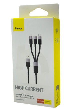  Кабель-зарядка Baseus StarSpeed 3в1 i-Phone/Type-C/Micro 0.6м (P10319900111-00) 3.5A чёрный