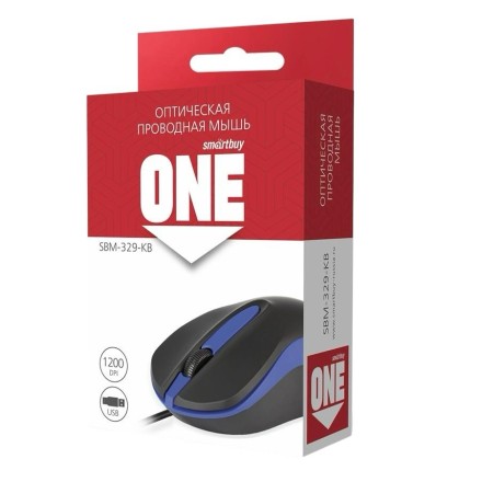  Мышь проводная Smartbuy ONE 329 (SBM-329-KB) черно-синяя