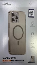 Накладка для i-Phone 15 Pro Max Keephone X-Crystal MagSnap титан