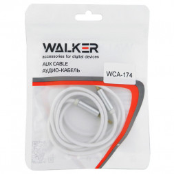 Аудиокабель AUX 3,5mm Walker WCA174 круглый текстильная обмотка белый