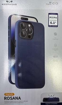 Накладка для i-Phone 15 Pro Keephone Rosana Magsafe синий