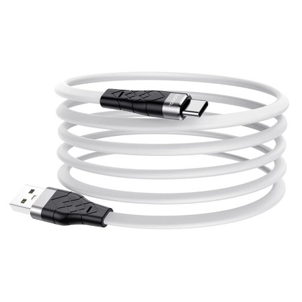  Usb Кабель-зарядка Type-C Hoco X53 Angel silicone 3A 1м плоский силиконовый белый