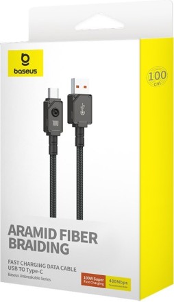  Usb Кабель-зарядка TYPE-C Baseus Unbreakable 100W 1м (P10355801111-00) cluster black