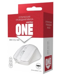 Мышь проводная Smartbuy ONE 352 USB/DPI 800-1200-1600/4 кнопки/1.24м (SBM-352-WK) белая