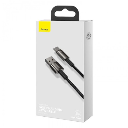  Usb Кабель-зарядка TYPE-C Baseus Tungsten Gold 66W 2м (CATWJ-B01) черный