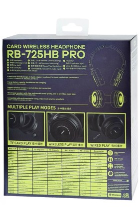  Стереонаушники Bluetooth полноразмерные Remax RB-725HB Pro BT5.1/400mAh/12ч черные