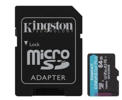 micro SDXC карта памяти Kingston 64GB Class10 170R A2 U3 V30 Canvas Go Plus c адапт..(SDCG3/64GB)