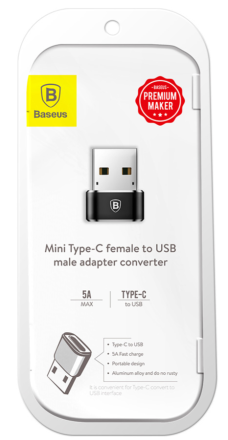  Переходник Baseus USB-A3.0 на Type-C CAAOTG-01 черный