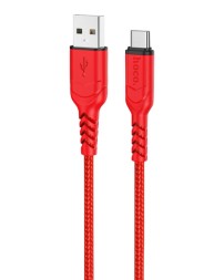 Usb Кабель-зарядка Type-C Hoco X59 3A 1м в тканевой оплётке красный
