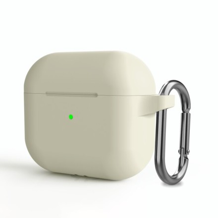  Силиконовый чехол для AirPods 3 c карабином бежевый