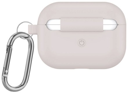  Силиконовый чехол для AirPods 3 c карабином бежевый