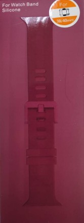  Сменный браслет силиконовый для Apple Watch 38mm с застежкой в коробке малиновый