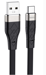 Usb Кабель-зарядка Type-C Hoco X53 Angel silicone 3A 1м плоский силиконовый чёрный