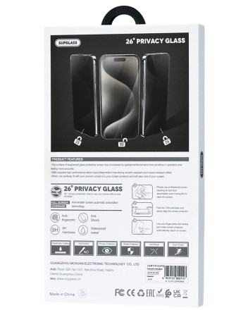  Защитное стекло Антишпион для i-Phone 15 Pro Max 6.1&quot; Supglass XC-12 3D
