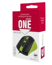 Мышь проводная Smartbuy ONE 352 USB/DPI 800-1200-1600/4 кнопки/1.24м (SBM-352-GK) зелено-черная