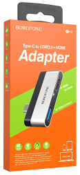 OTG TYPE-C на USB3.0+HDMI Borofone DH2 серебристый